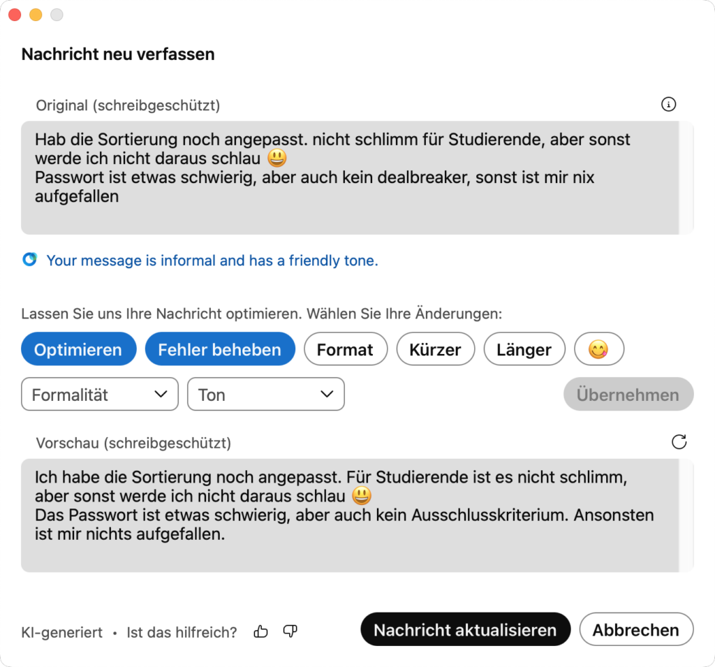 Auschnitt aus Webex: "Nachricht neu verfassen"-Fenster